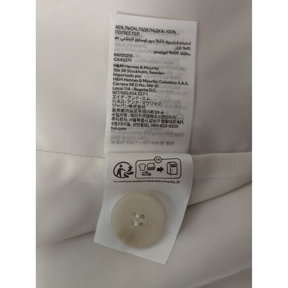 H&M Ivory Linen Blend Double Breasted Single Button Blazer Jacket sz XL Office - Picture 10 of 10